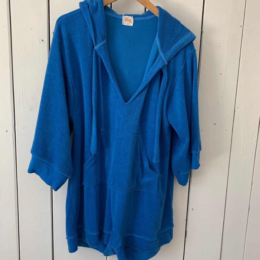 Terry romper very deep v with hoodie runs true to size medium size 8